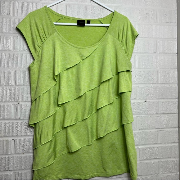 Rafaella Tops Rafaella Neon Green Ruffle Blouse Size L Stretching